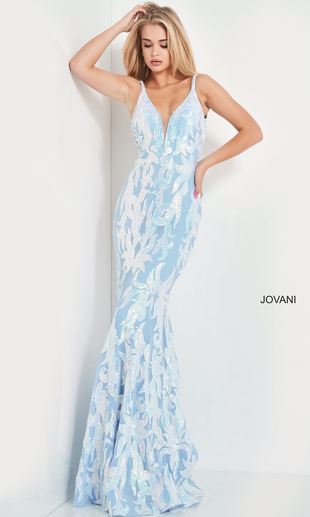 Jovani-Jovani Long Designer Prom Dress with Sequins